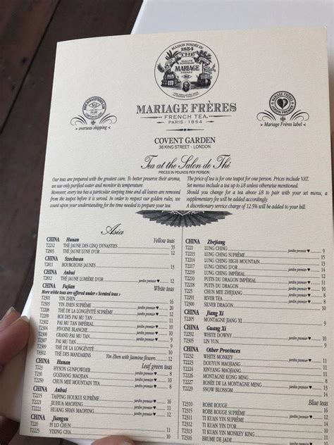 mariage freres.|mariage freres menu.